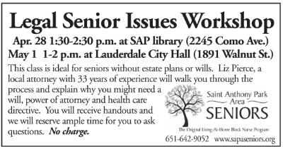 Free Legal Workshops Hosted by Saint Anthony Park Area Seniors